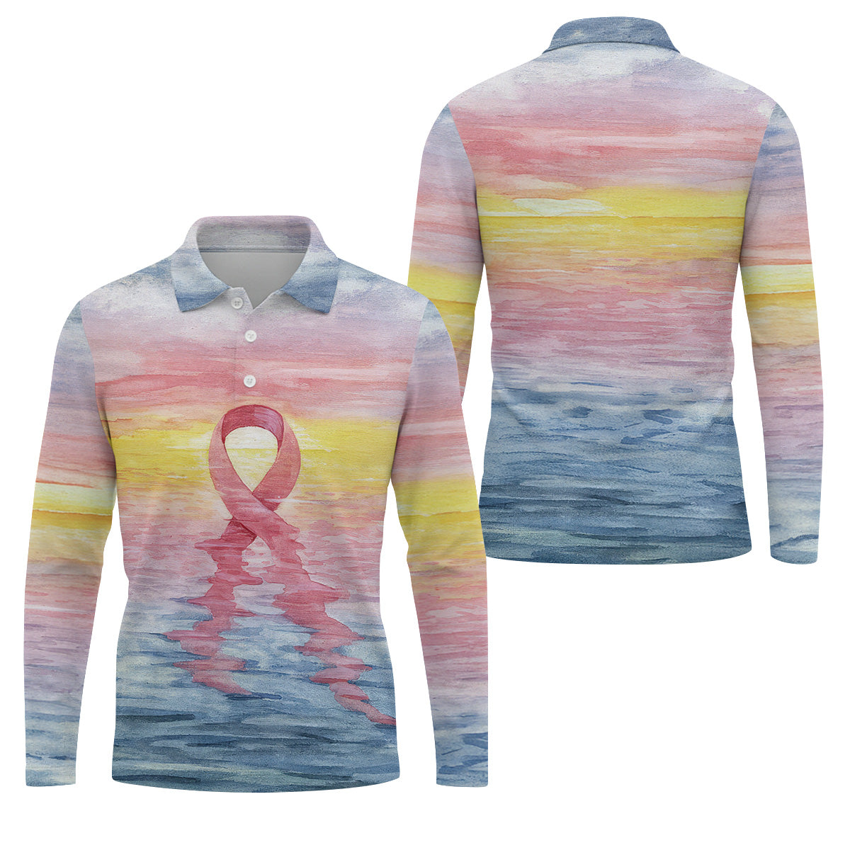 Pink Ribbon Breast Cancer Men's Polo ShirtBreast Cancer Awareness Shirt, Men Golf Shirt, Golf Gift For Him