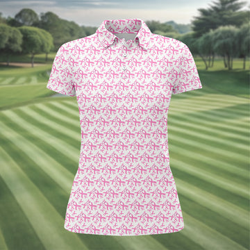 Pink Ribbon Breast Cancer Women Golf Shirt, Breast Cancer Awareness Shirt, Golf Gifts For Women,