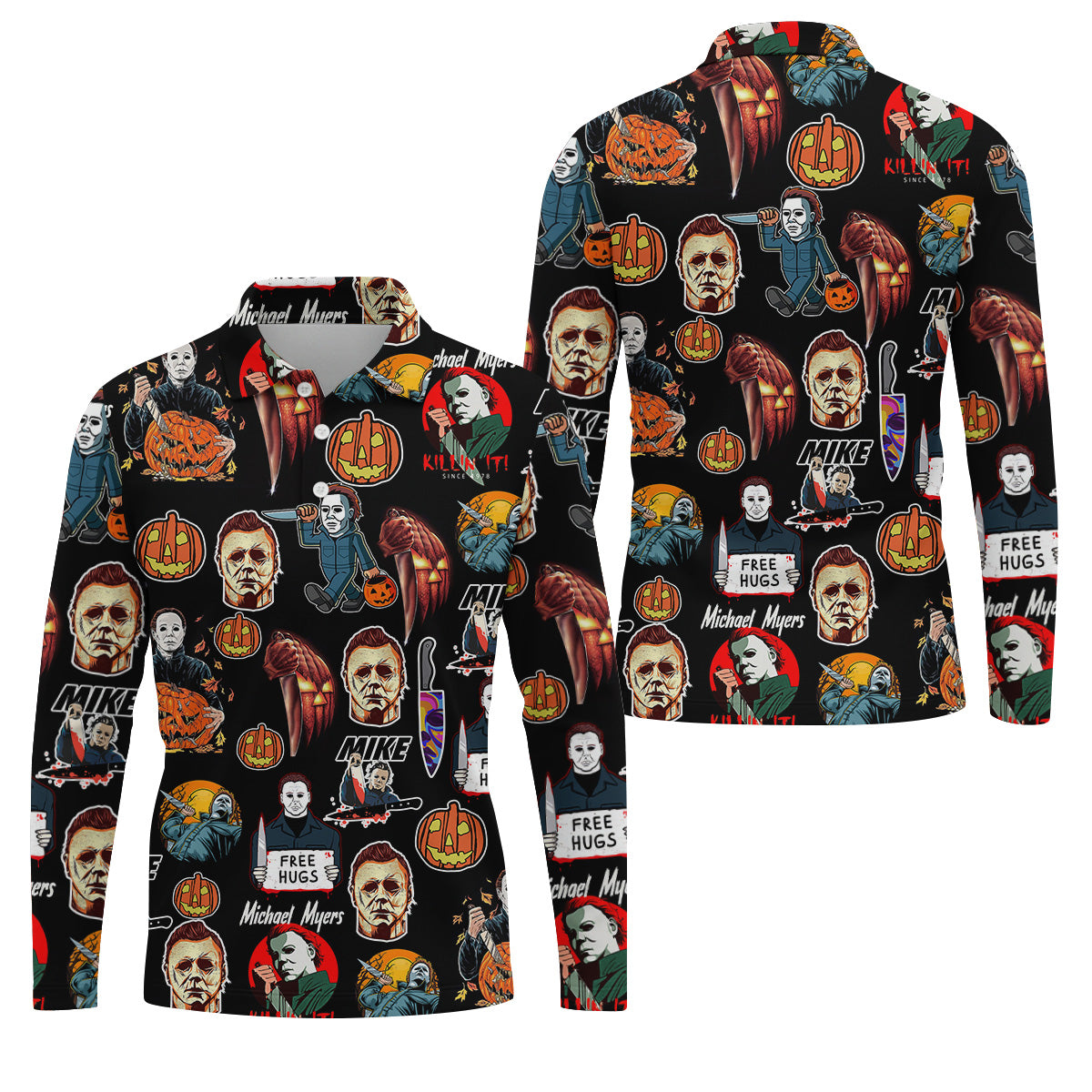Michael Myers Halloween Golf Tops For Men, Mens Funny Golf Shirts, Horror Movie Shirt