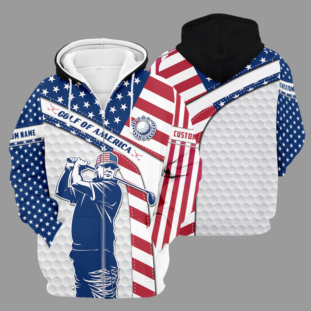 Funny Trump Golf Of America Custom Polos For Men, Mens Golf Gift, US 250 Anniversary Golfing Apparel