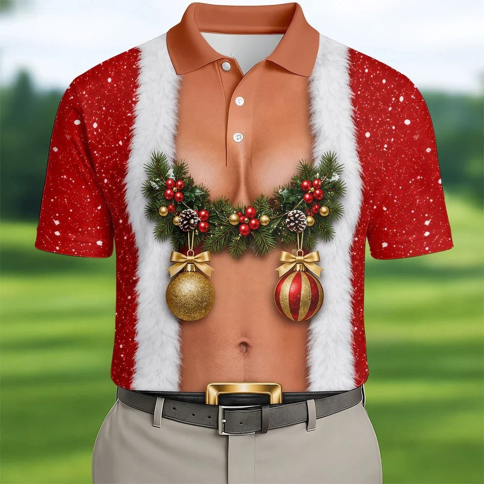 Funny Ornament Garland Christmas Golf Shirt, Mens Golf Shirts, Polo Shirts For Men