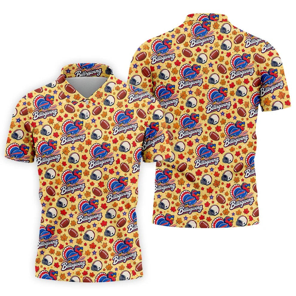 Yellow Football Leaves Thanksgiving Golf Shirt, Golf Shirts For Men, Mens Golf Shirts