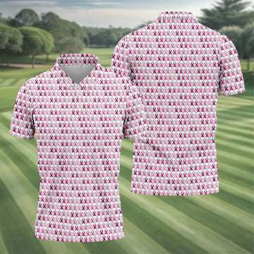 Middle Finger Pink Ribbon Breast Cancer Golf Shirt, Mens Golf Polo, Printed Golf Shirts
