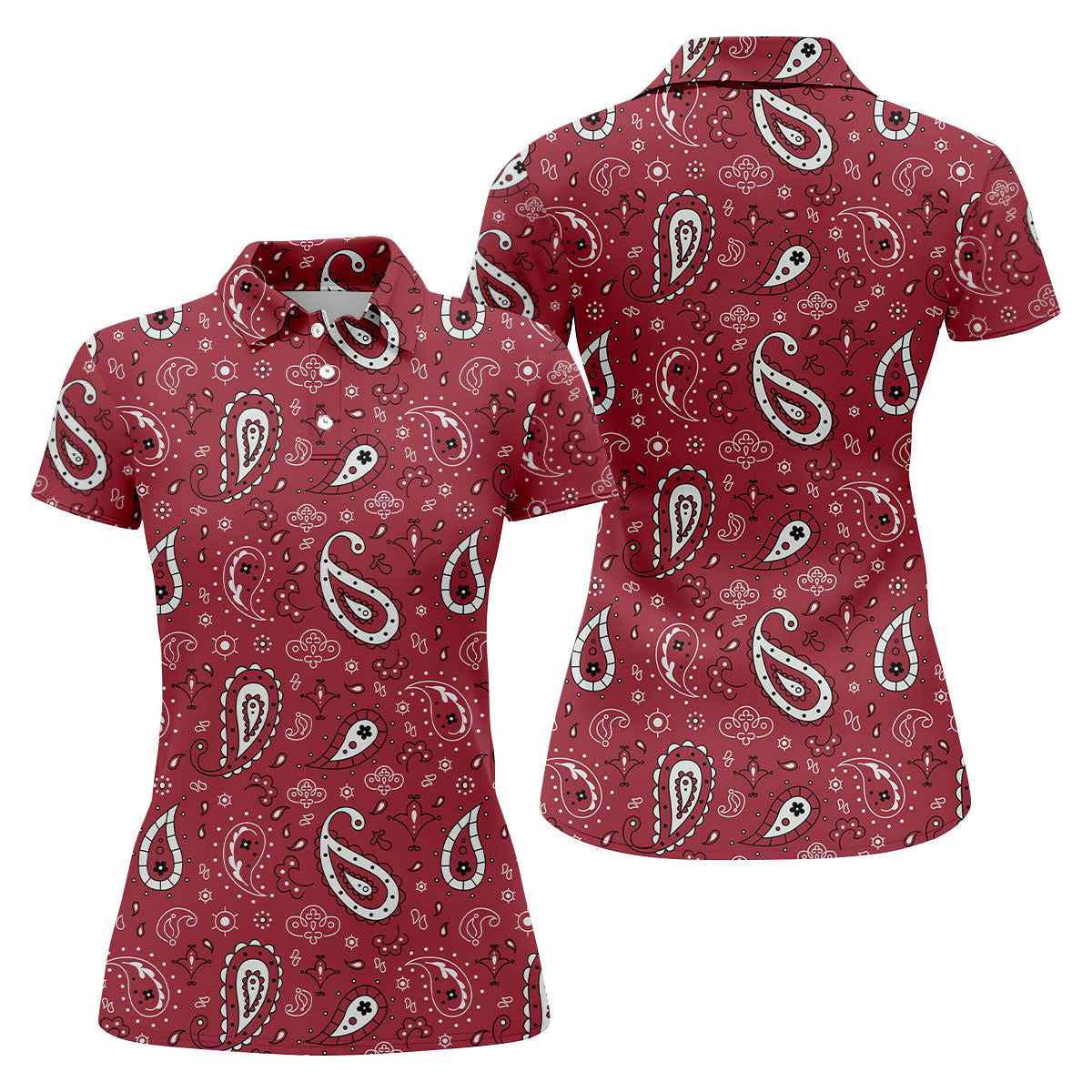 Paisley Bandana Sleeveless Womens Golf Shirt, Western Golf Shirts, Custom Ladies Golf Shirt
