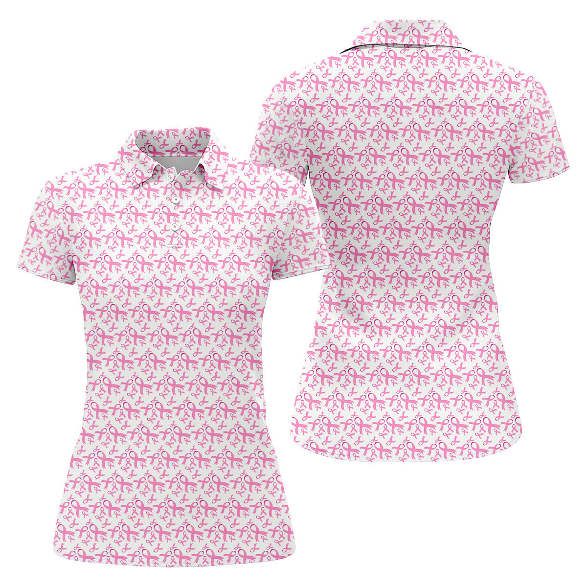Pink Ribbon Breast Cancer Women Golf Shirt, Breast Cancer Awareness Shirt, Golf Gifts For Women,