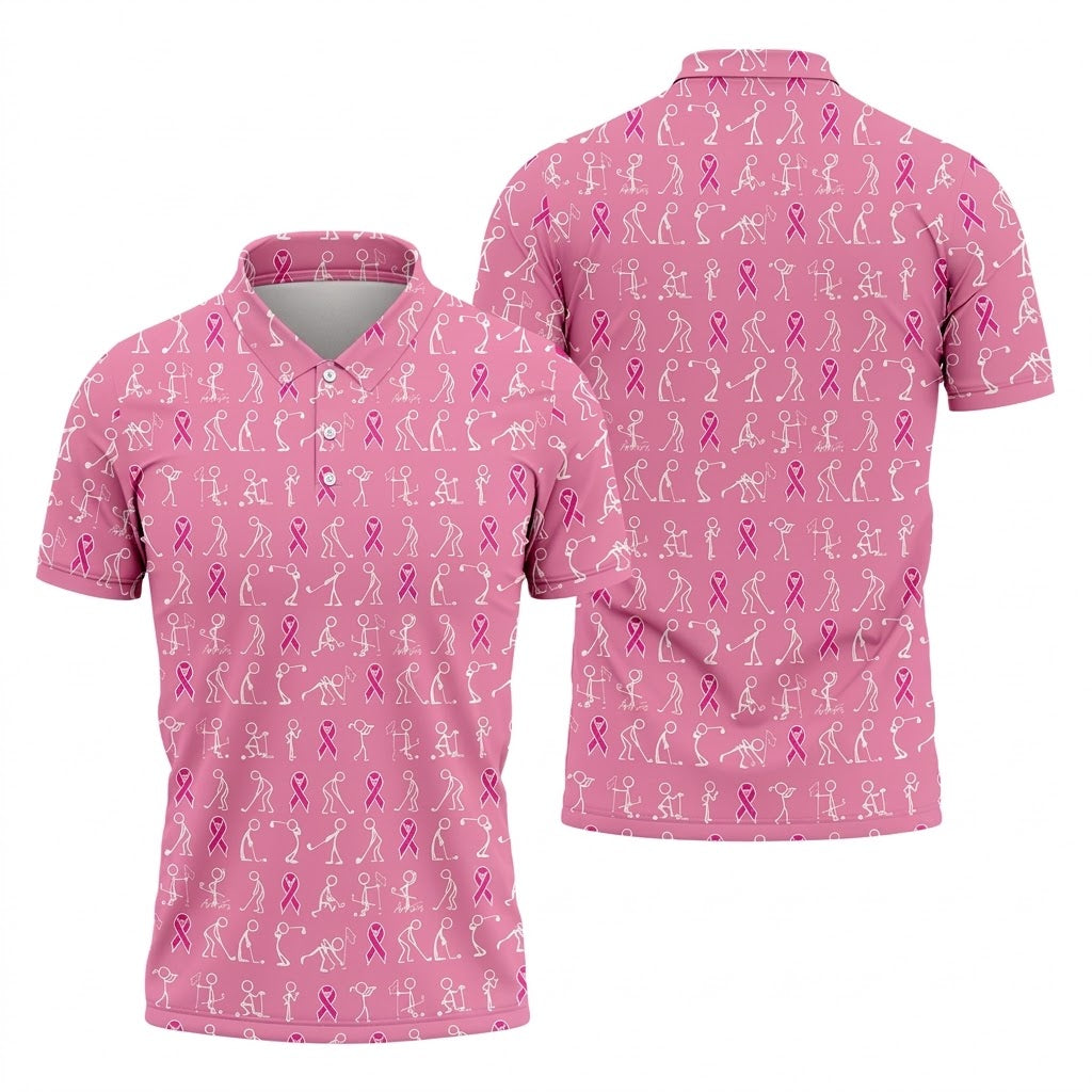 Breast Cancer Funny Figure Golf Shirt, Breast Cancer Awareness Shirts, Couple Golf Shirt. Matching Golf Shirt
