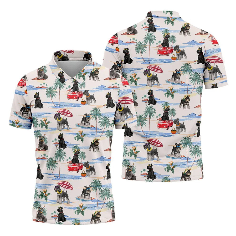 Schnauzer Beach Vacation Tropical Golf Polo Shirt, Hawaiian Golf Shirt, Golf Shirts For Men