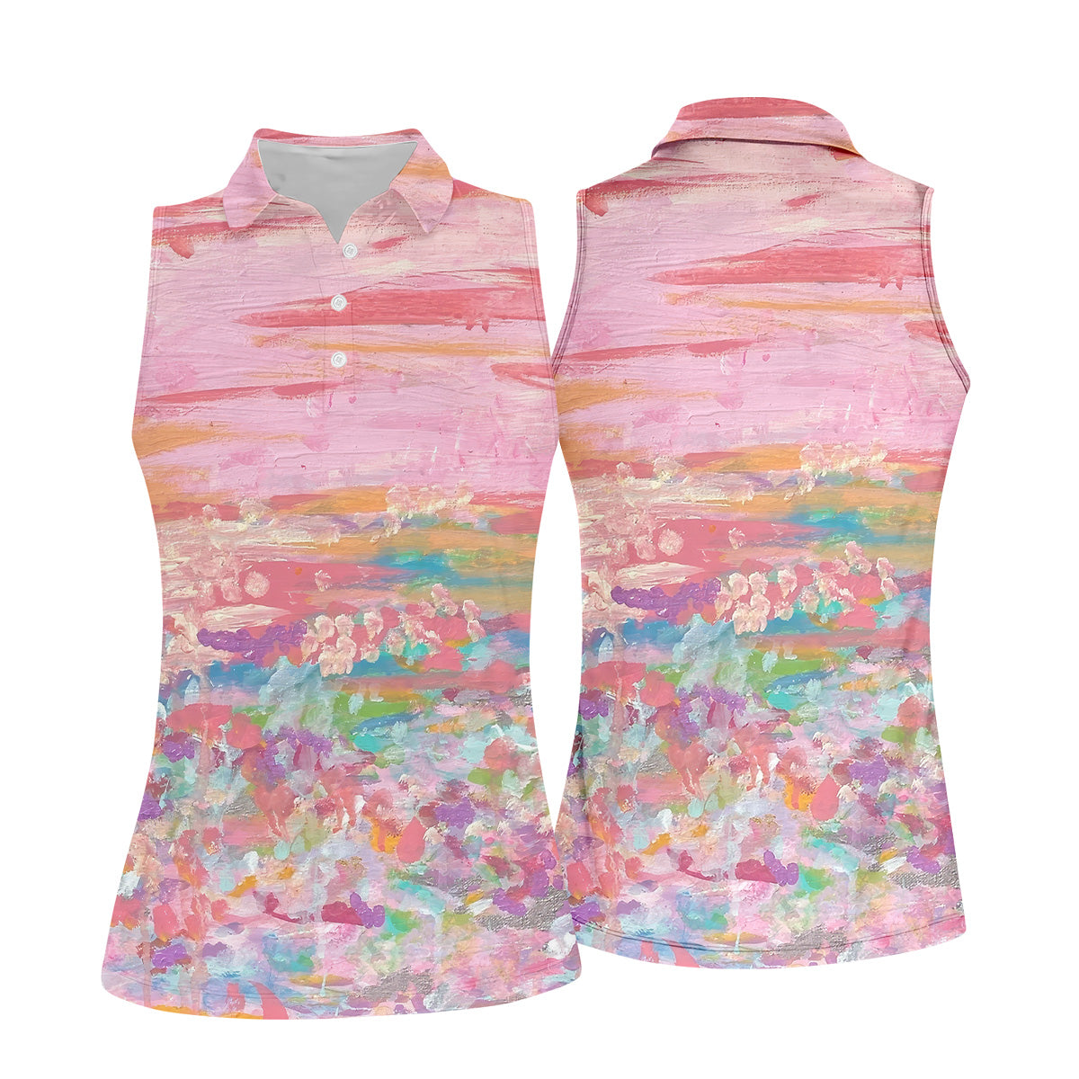 Ombre Colorful Breast Cancer Golf Shirt, Matching Golf Shirt, Ladies Golf Tops, Pink Ladies Shirt