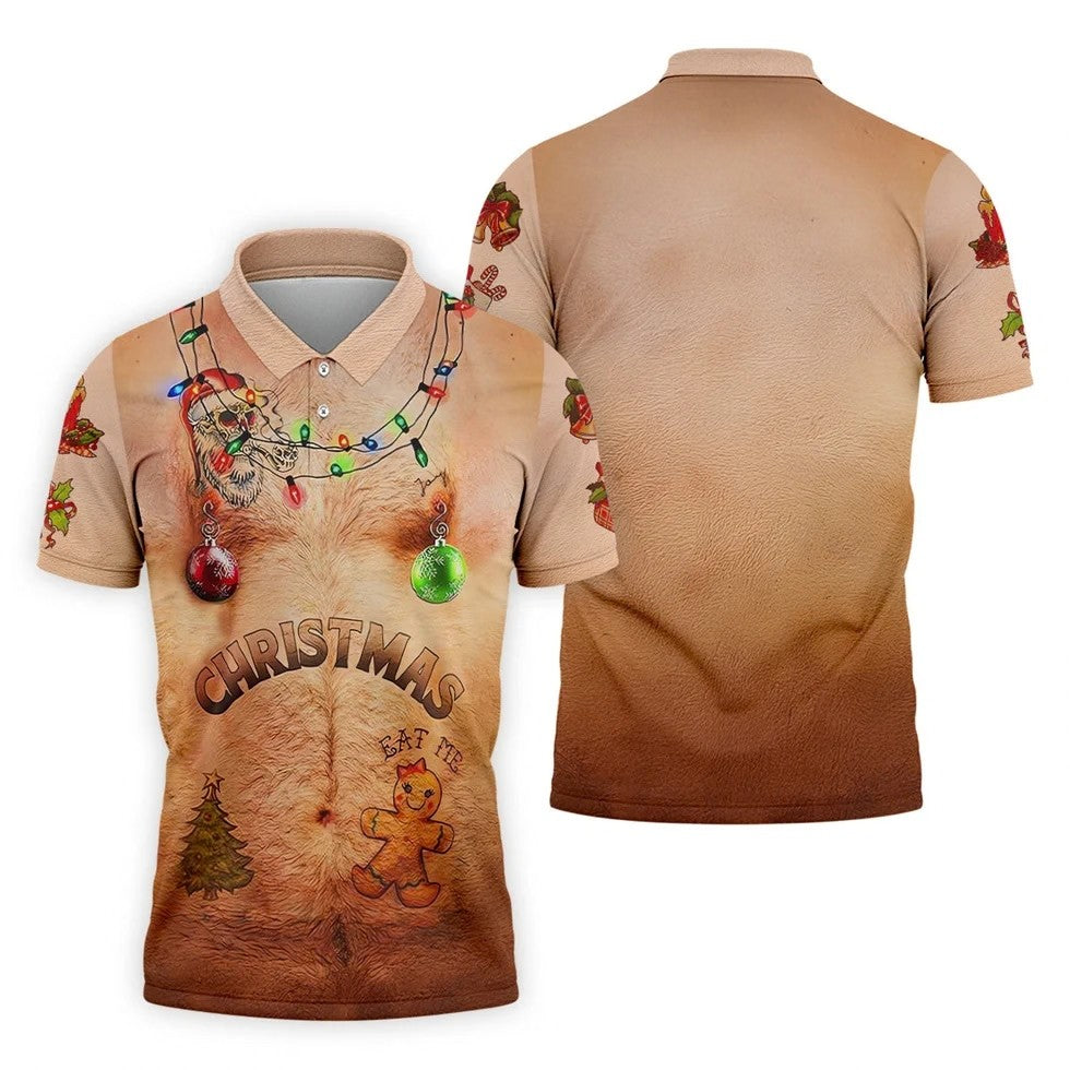 Eat Me Funny Christmas Golf Shirt, Fun Golf Shirts For Men, Unique Gift For Golfer, Polo Shirts For Men