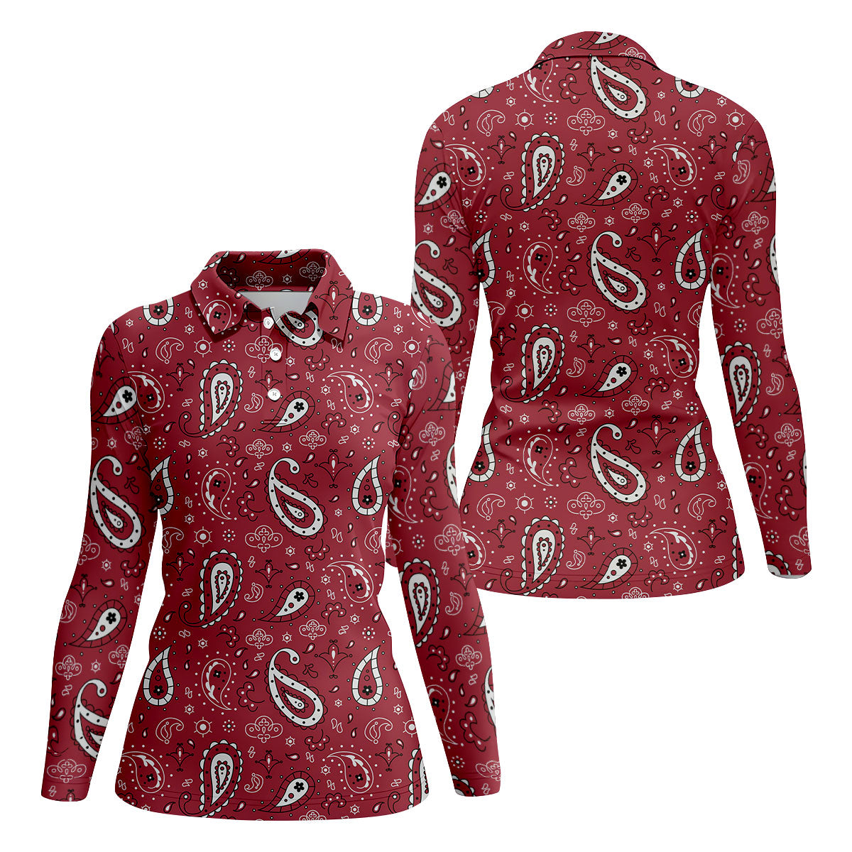 Paisley Bandana Sleeveless Womens Golf Shirt, Western Golf Shirts, Custom Ladies Golf Shirt