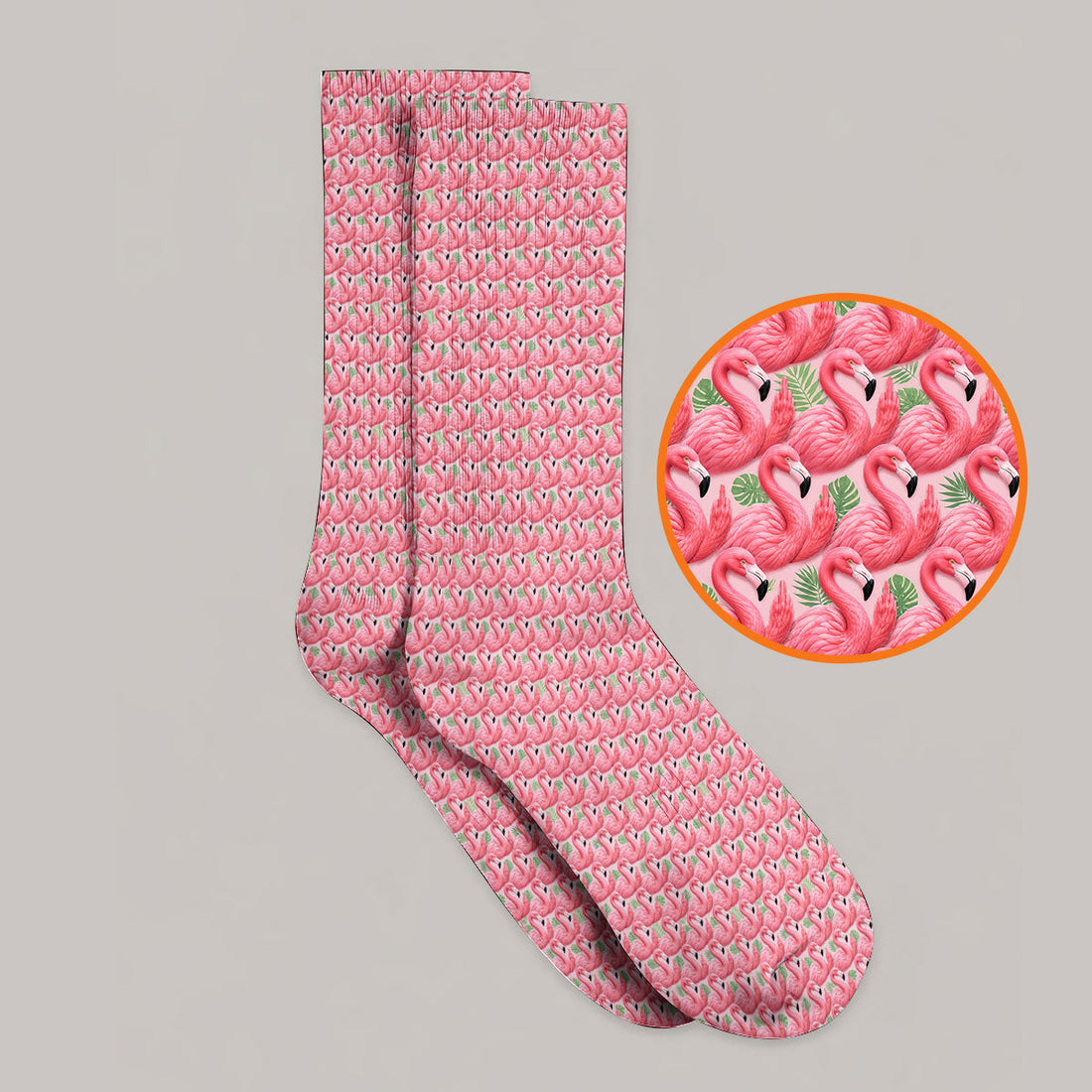 Crazy Flamingo Golf Socks, Pink Tropical Pattern Golf Crew Sock, Funny Golf Gift For Golfer