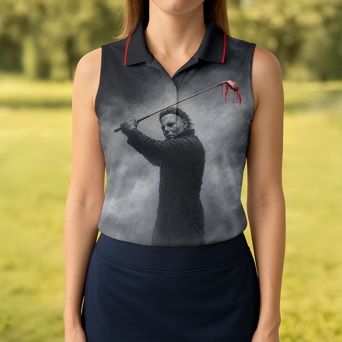 You Cant Kill The Bogeyman Horror Character Golf Polo Shirt, Womens Golf Polo, Ladies Golf Shirts