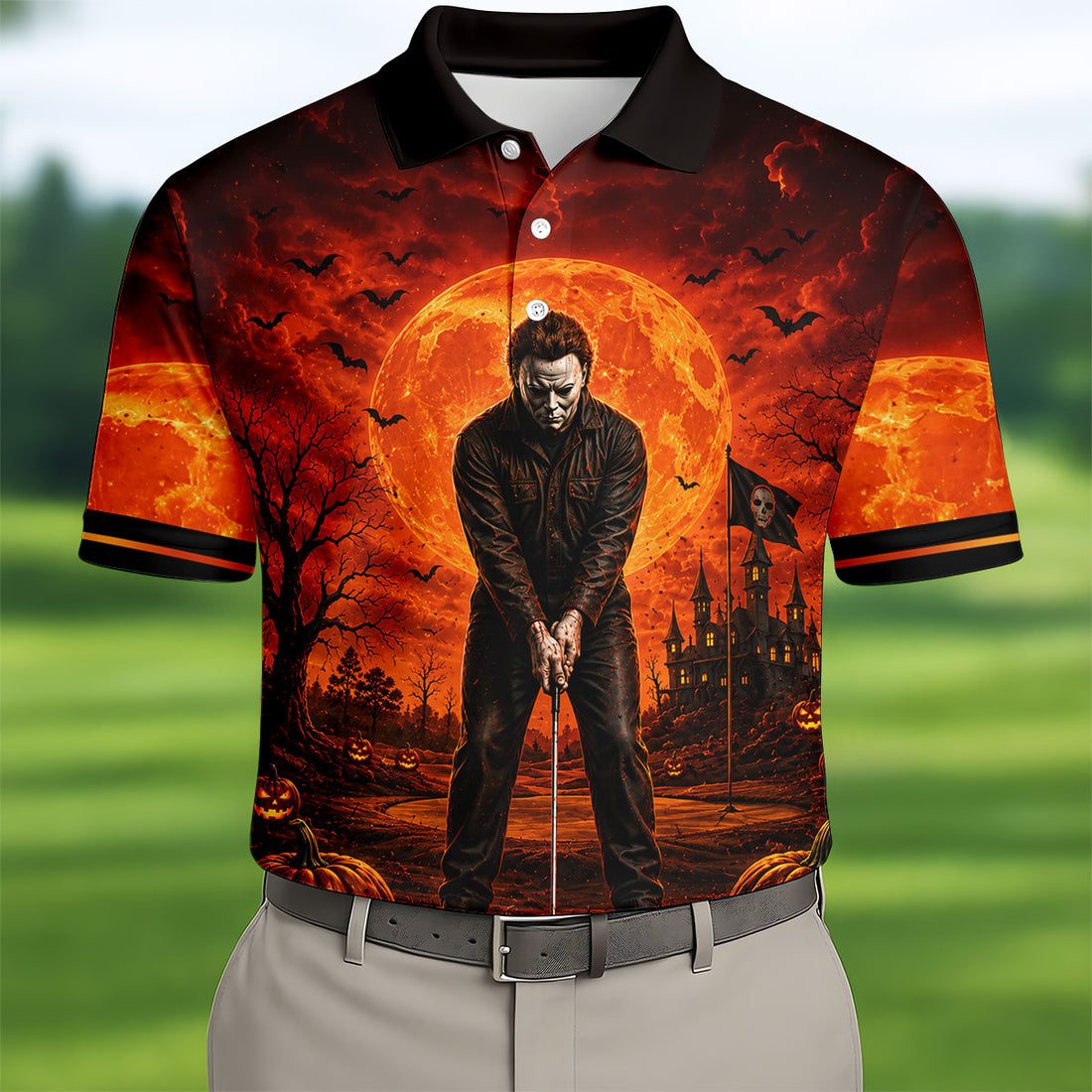 You Can't Kill The Bogeyman Halloween Golf Polo Shirt, Golf Shirts For Men, Mens Golf Polo