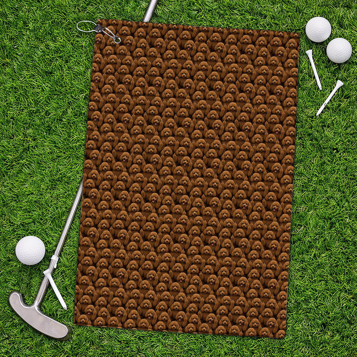 Poodle Dog Golf Towel, Funny Poodle Pattern Golf Towels, Golf Gift For Golfer