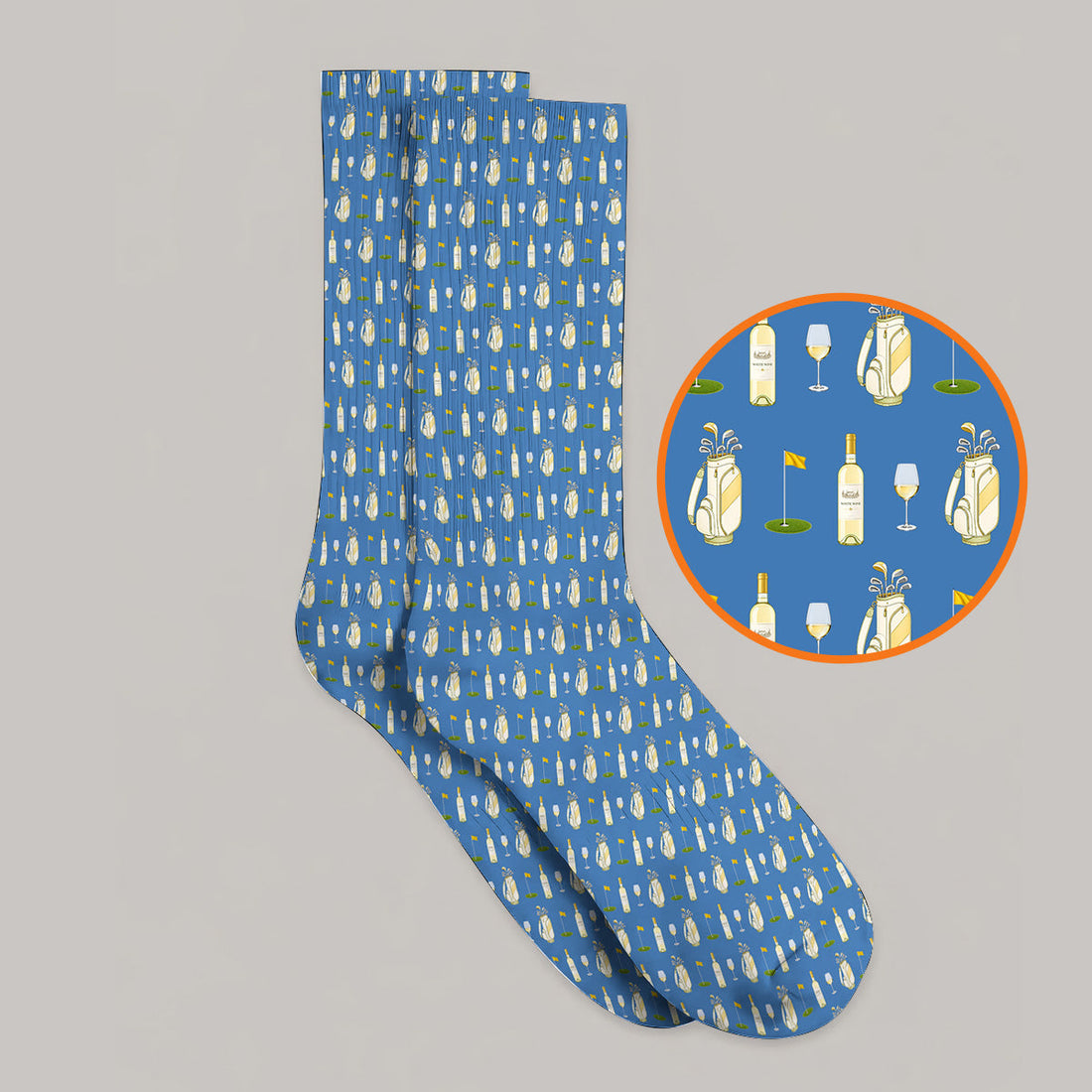 White Wine Pattern Golf Socks, Elegant Winery Golf Sock, Wine Golf Gift For Golfer