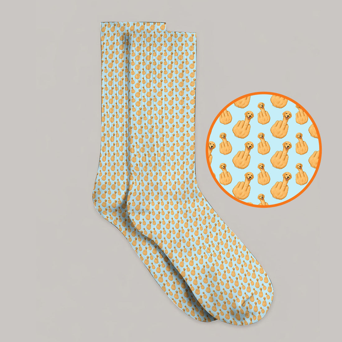 Golden Retriever Middle Finger Golf Socks, Funny Dog Pattern Golf Sock, Crazy Golf Gift For Golfer