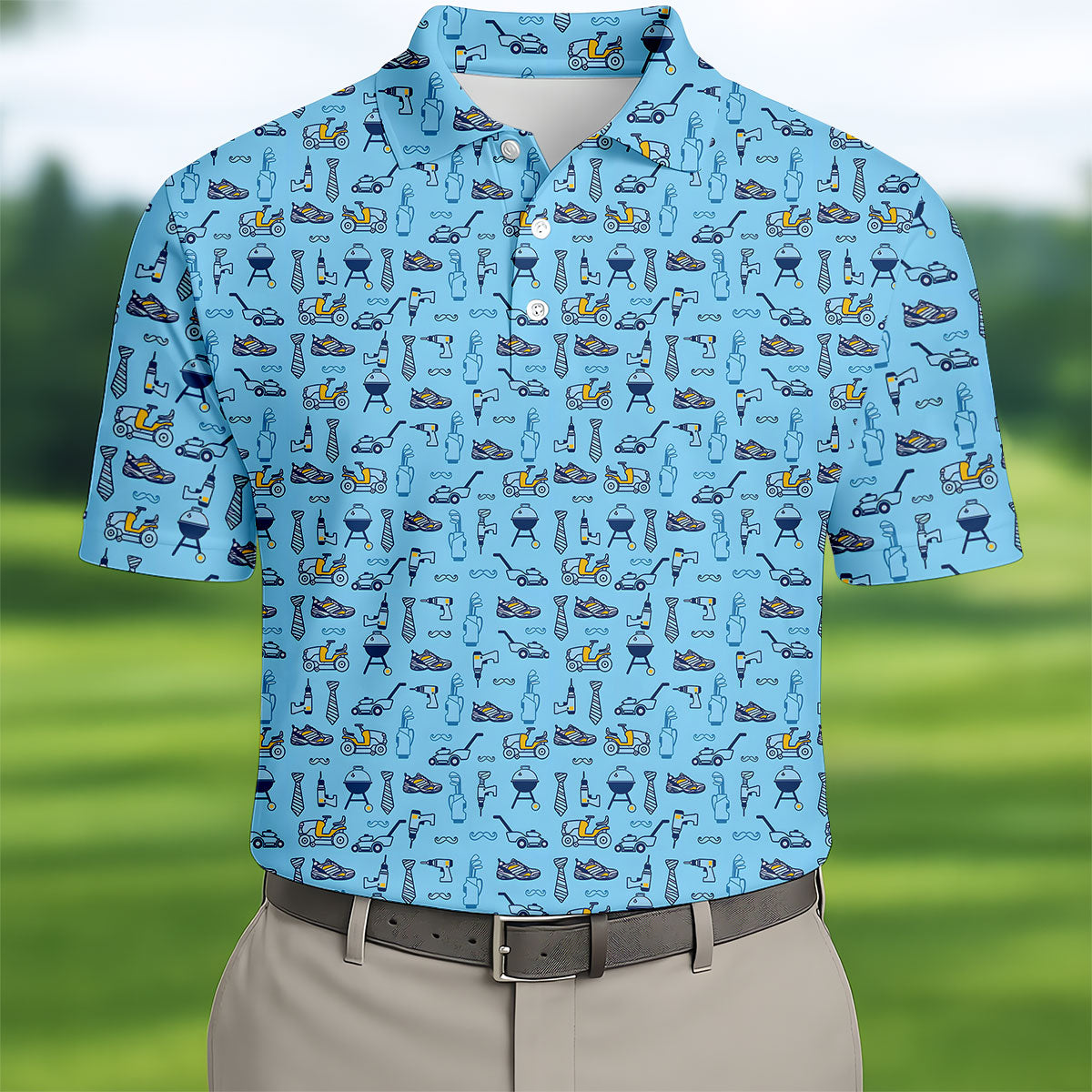 Dad Life Doodle Pattern Funny Golf Shirts, Father's Day Golf Shirt, Golf Gift For Dad
