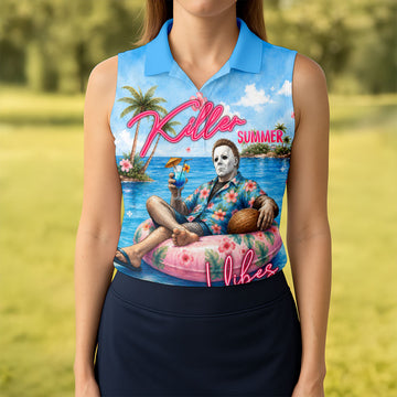 Killer Summer Vibes Tropical Slasher Golf Polo Shirt, Women's Golf Polo, Ladies Golf Tops
