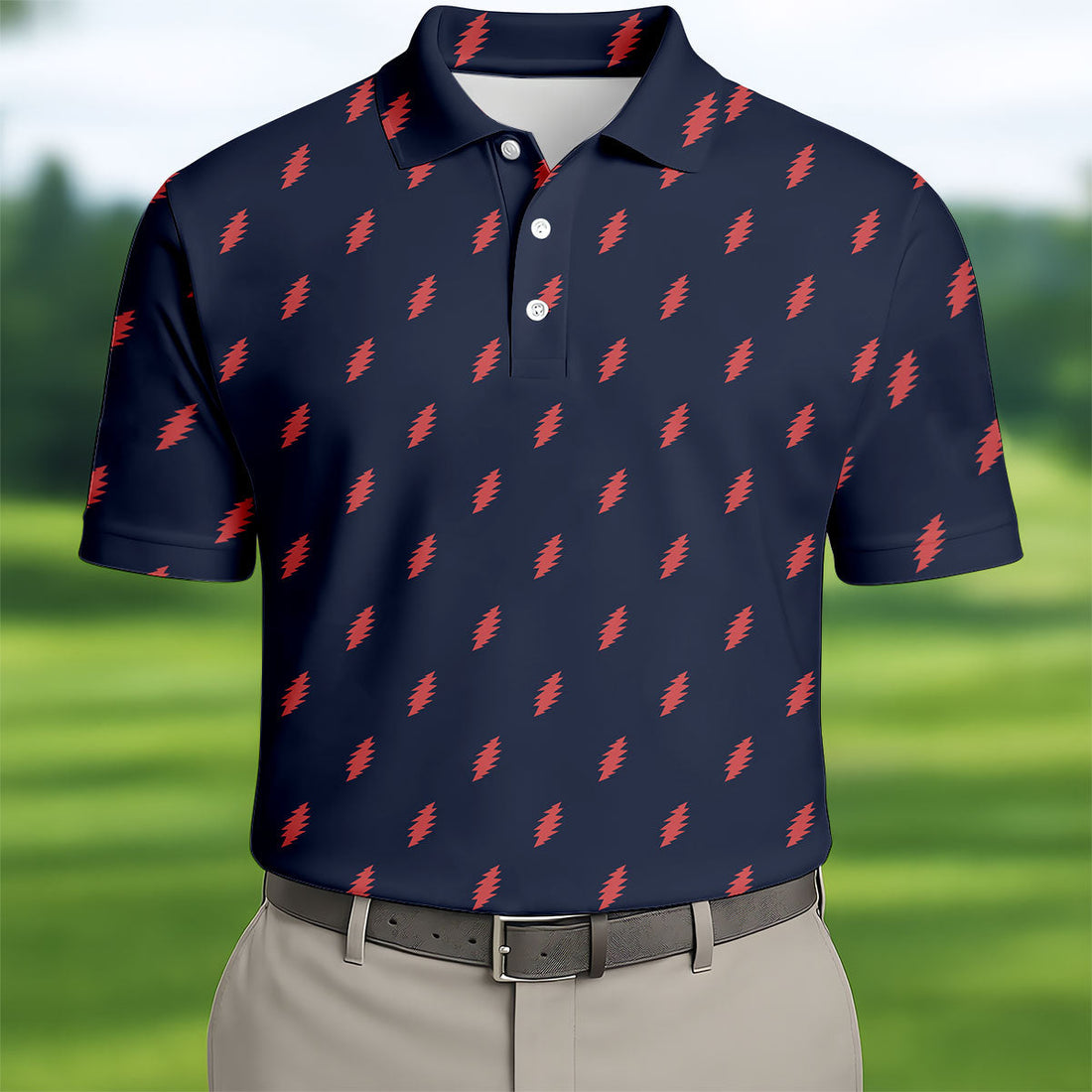 Lightning Strike Polo Shirt for Men, 250 Years USA Patriotic Golf Shirt, 4th Of July Golf Shirt, Golf Shirts For Men