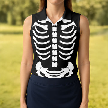Halloween Skeleton Costume Golf Shirt, Women's Golf Polo, Hawaiian Golf Shirt