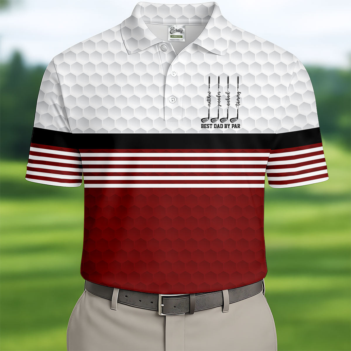Best Dad By Par Golf Ball Pattern Father's Day Golf Shirt, Golf Gift For Dad, Polo Shirts For Men
