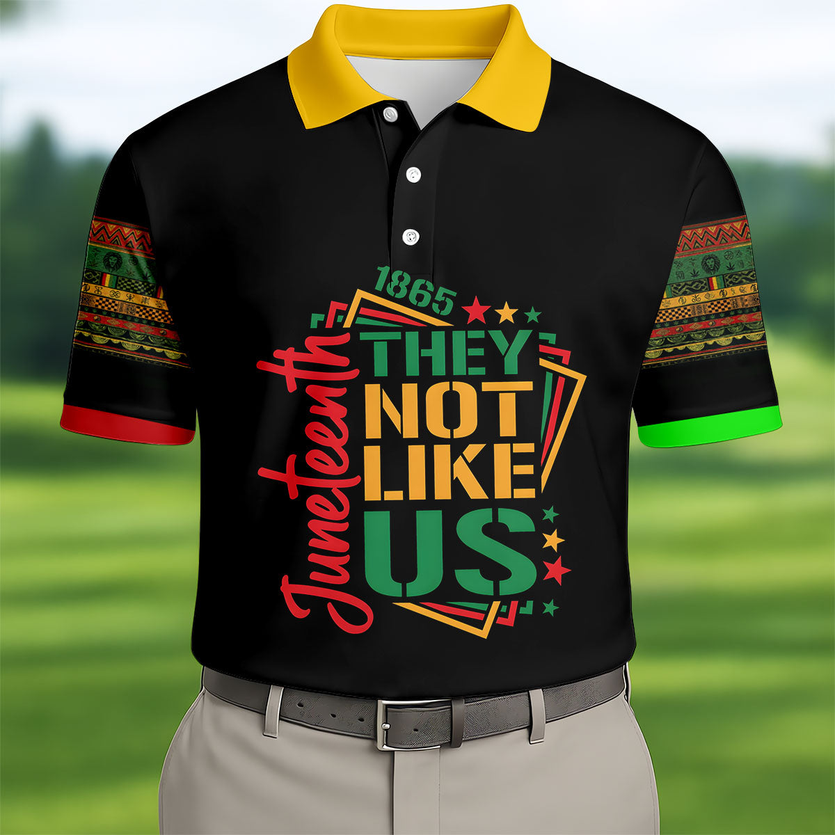 Juneteenth They Not Like Us 1865 Heritage Golf Polo Shirt, Golf Shirts For Men, Printed Golf Shirts