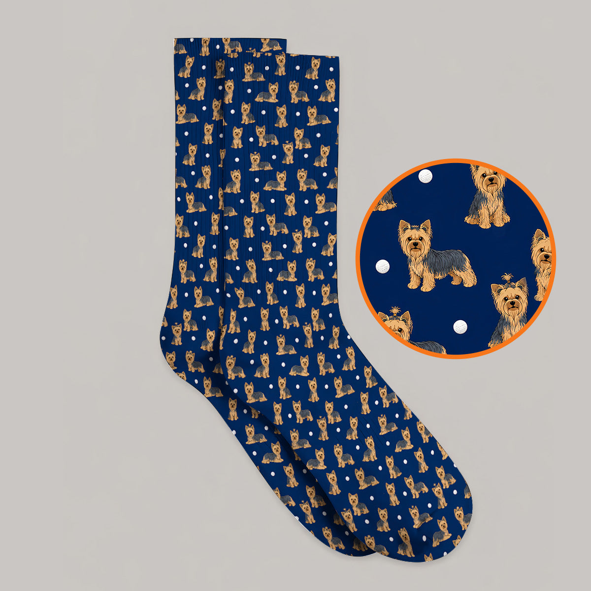 Yorkshire Terrier Golf Socks, Cute Yorkie Pattern Golf Sock, Dog Lover Golf Gift