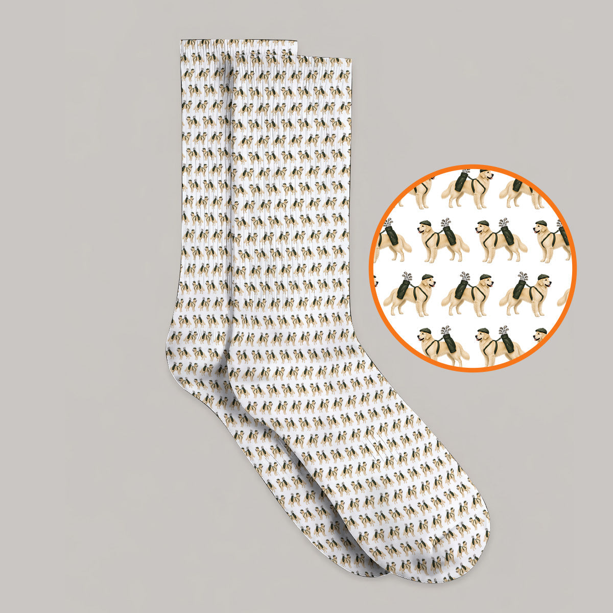 Golden Retriever Golf Sock, Funny Pattern Golf Socks, Golden Retriever Dad Gift