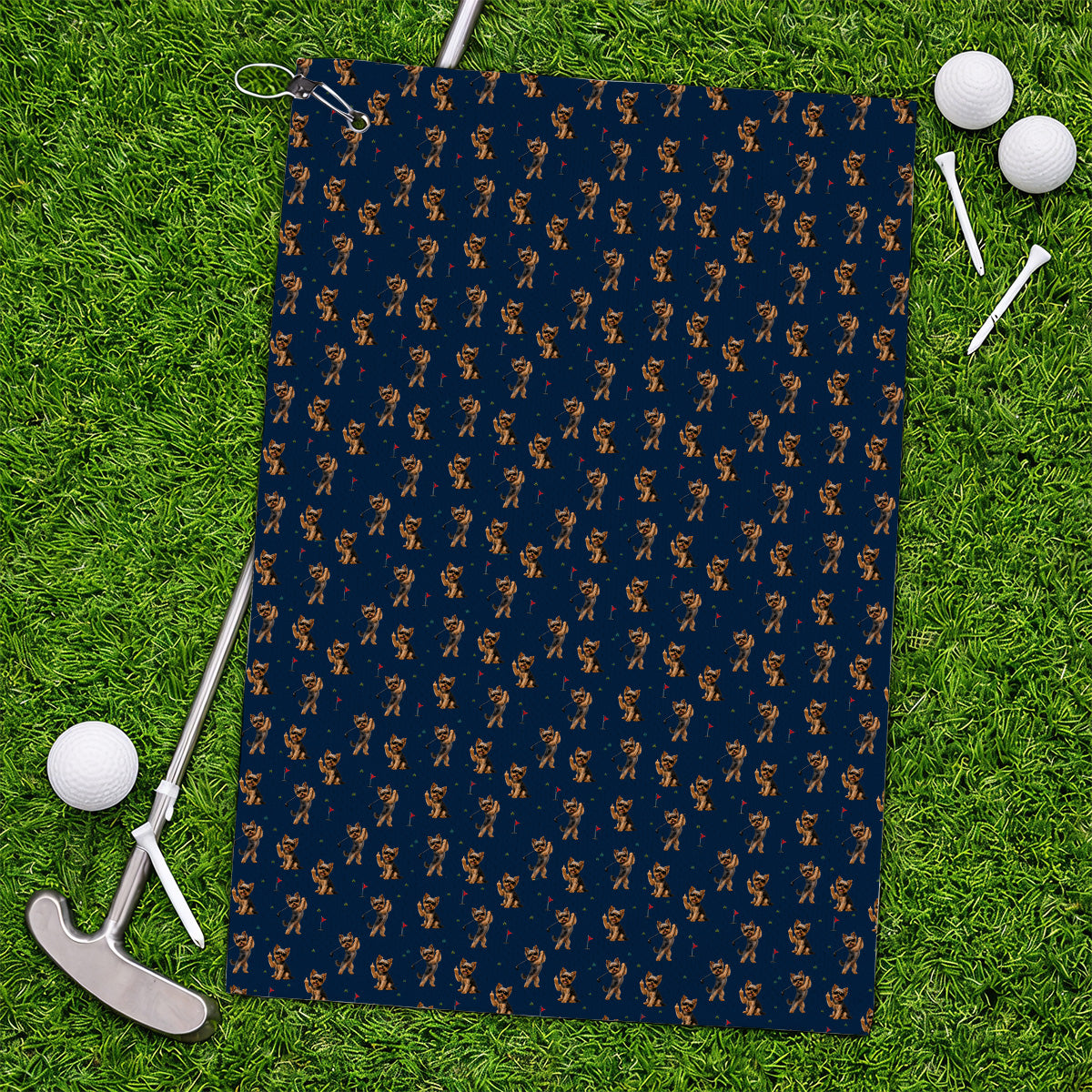 Funny Yorkshire Terrier Golf Towel, Cool Yorkie Pattern Golf Towels, Gift For Golf Lovers