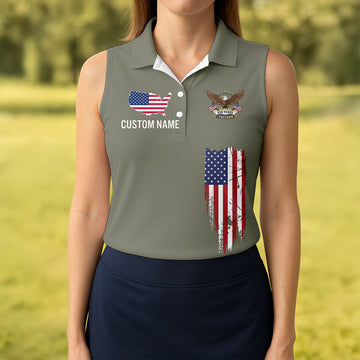 250 Years Freedom Eagle American Flag Camo Golf Shirt, Patriotic 4th Of July Golf Shirt For Women