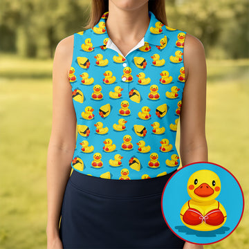 Funny Bikini Rubber Duck Golf Polo Shirt, Golf Shirts For Women, Women’s Golf Polo