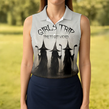 Girls Trip Time To Get Wicked Golf Polo Shirt, Ladies Golf Tops, Golf Shirts For Women