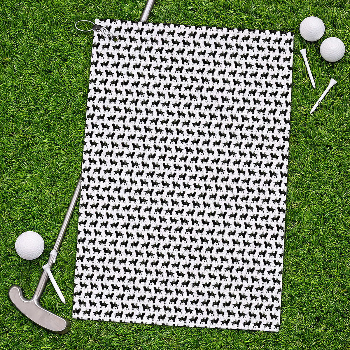 Black Lab Pattern Golf Towels, Crazy Labrador Golf Towel, Golf Gift For Golfer