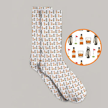 Whiskey Pattern Golf Socks, Bourbon Golf Sock, Whiskey Golf Lover Gift