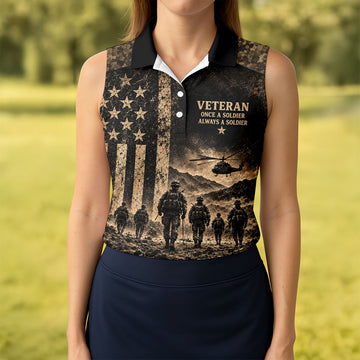 Once A Soldier Helicopter Golf Polo Shirt, Veterans Day Golf Shirt, Womens Golf Tops