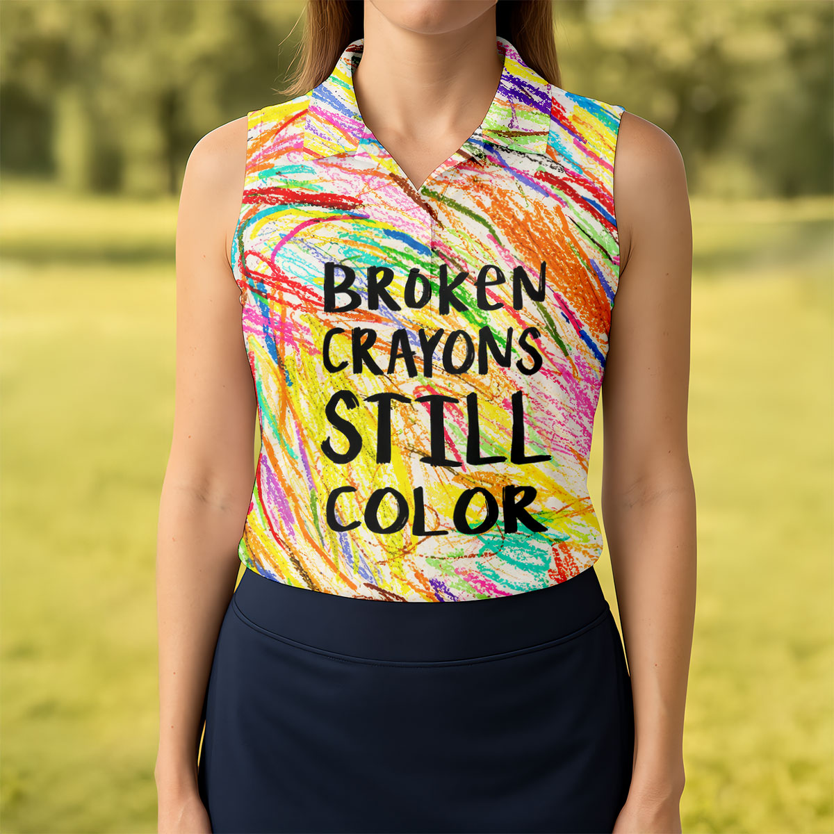 Broken Crayons Still Color Breast Cancer Shirt, Women's Golf Tops, Golf Shirts For Women