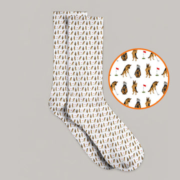 German Shepherd Pattern Golf Socks, Funny Dog Golf Sock, Golf Gift For Golfer
