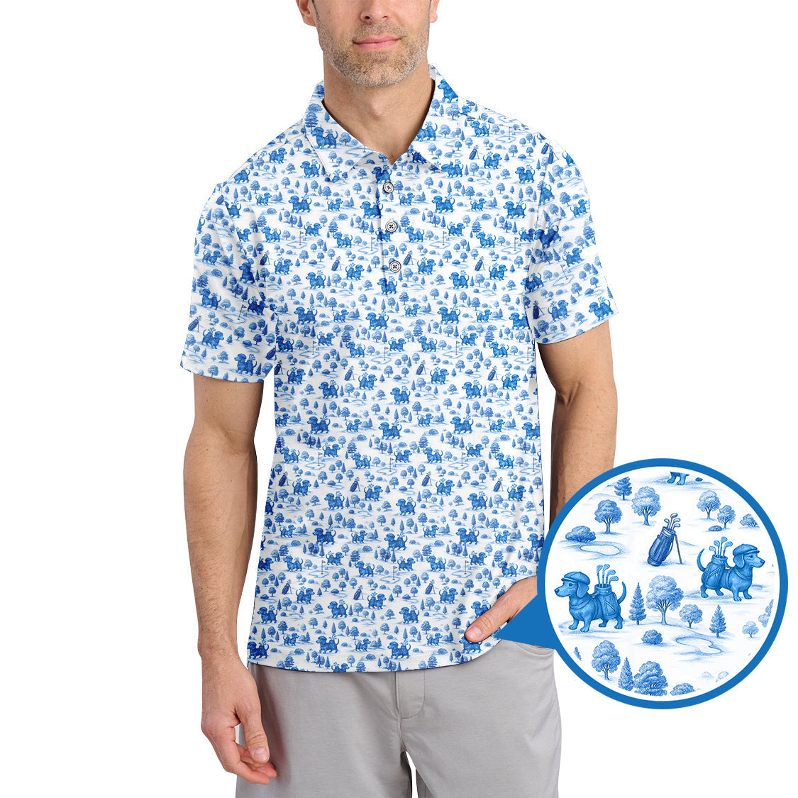 Dachshund Golf Shirt For Golfer, Pattern Golf Shirt, Dog Golf Shirt, Funny Golf Shirt For Men