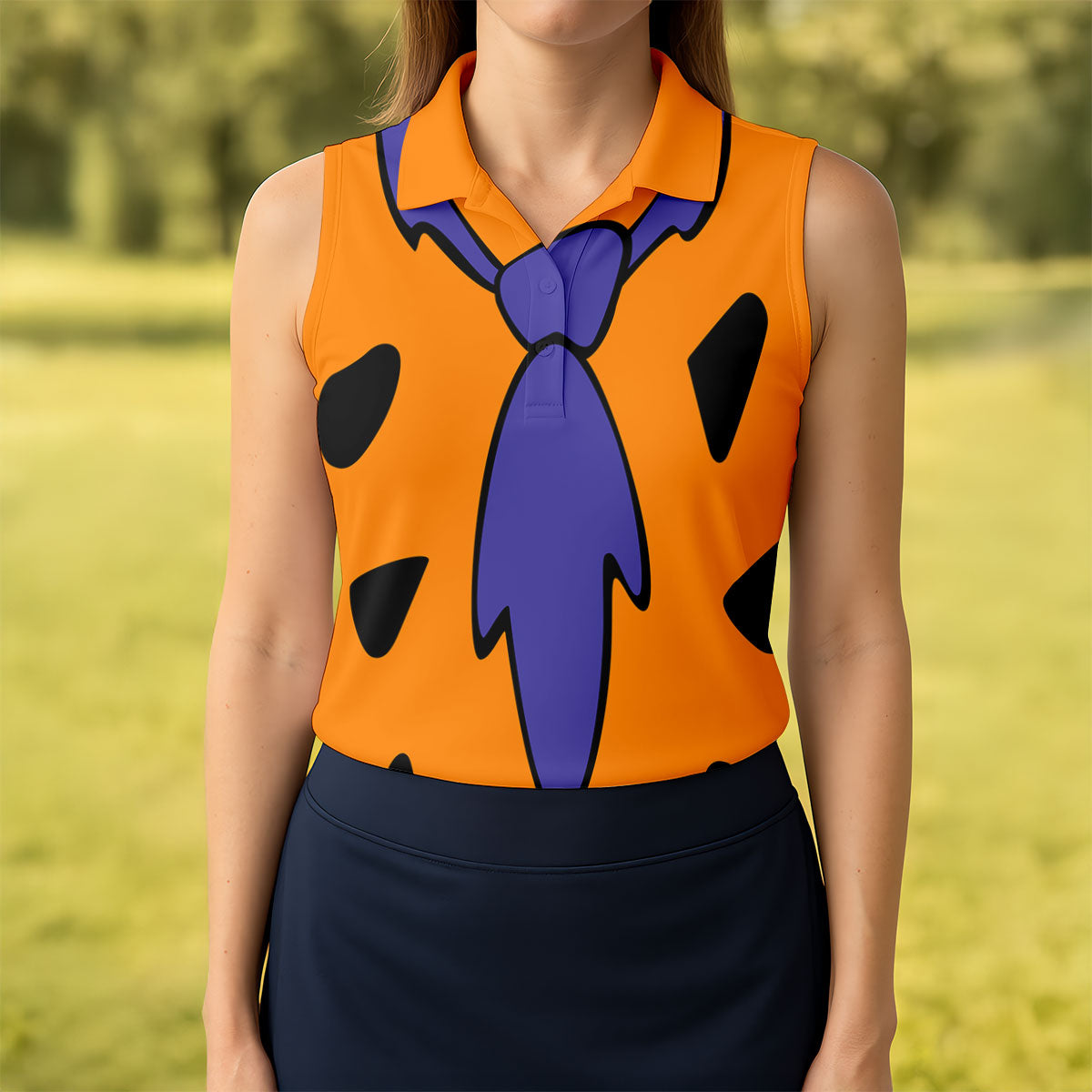 Fred Flintstone Costume Orange Design Golf Shirt, Women's Golf Shirt, Hawaiian Golf Shirt, Golf Polo For Women