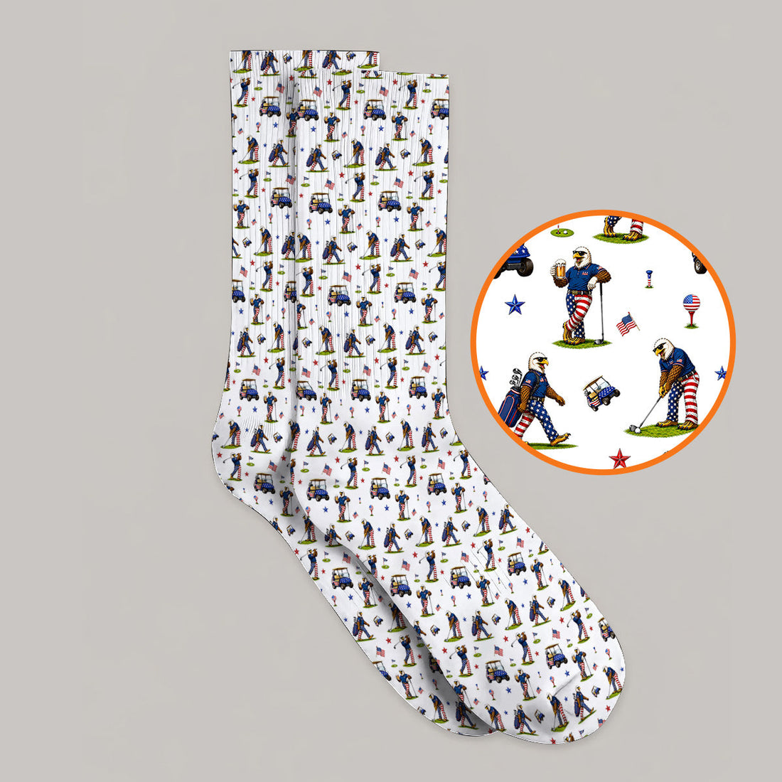 Patriotic Eagle Golf Socks, USA Flag Pattern Golf Sock, Funny Golf Gift For Golfer
