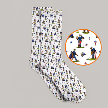 Patriotic Eagle Golf Socks, USA Flag Pattern Golf Sock, Funny Golf Gift For Golfer