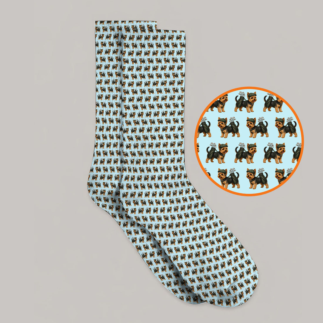 Yorkie Golf Pattern Golf Socks, Yorkshire Terrier Golf Sock, Golf Gift For Golfer
