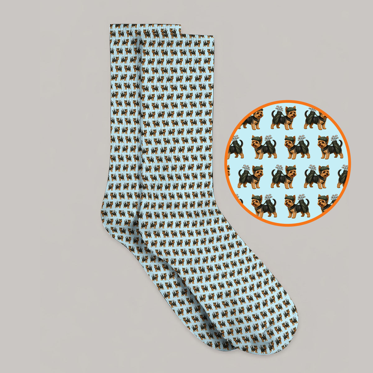 Yorkie Golf Pattern Golf Socks, Yorkshire Terrier Golf Sock, Golf Gift For Golfer