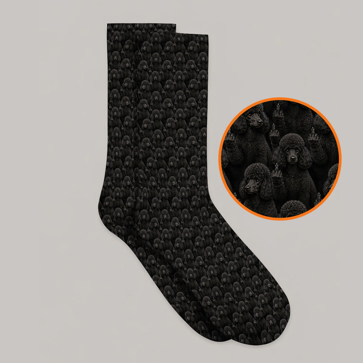Black Poodle Pattern Golf Socks, Crazy Poodle Golf Sock, Golf Gift For Golfer