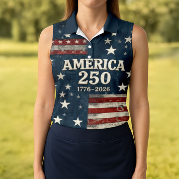 US America 250 Year Anniversary Veterans Day Golf Shirt, Patriotic 4th Of July Golf Shirt For Women