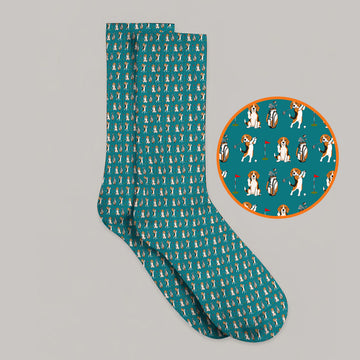 Beagle Golf Pattern Golf Socks, Hunting Dog Golf Sock, Funny Golf Gift For Golfer