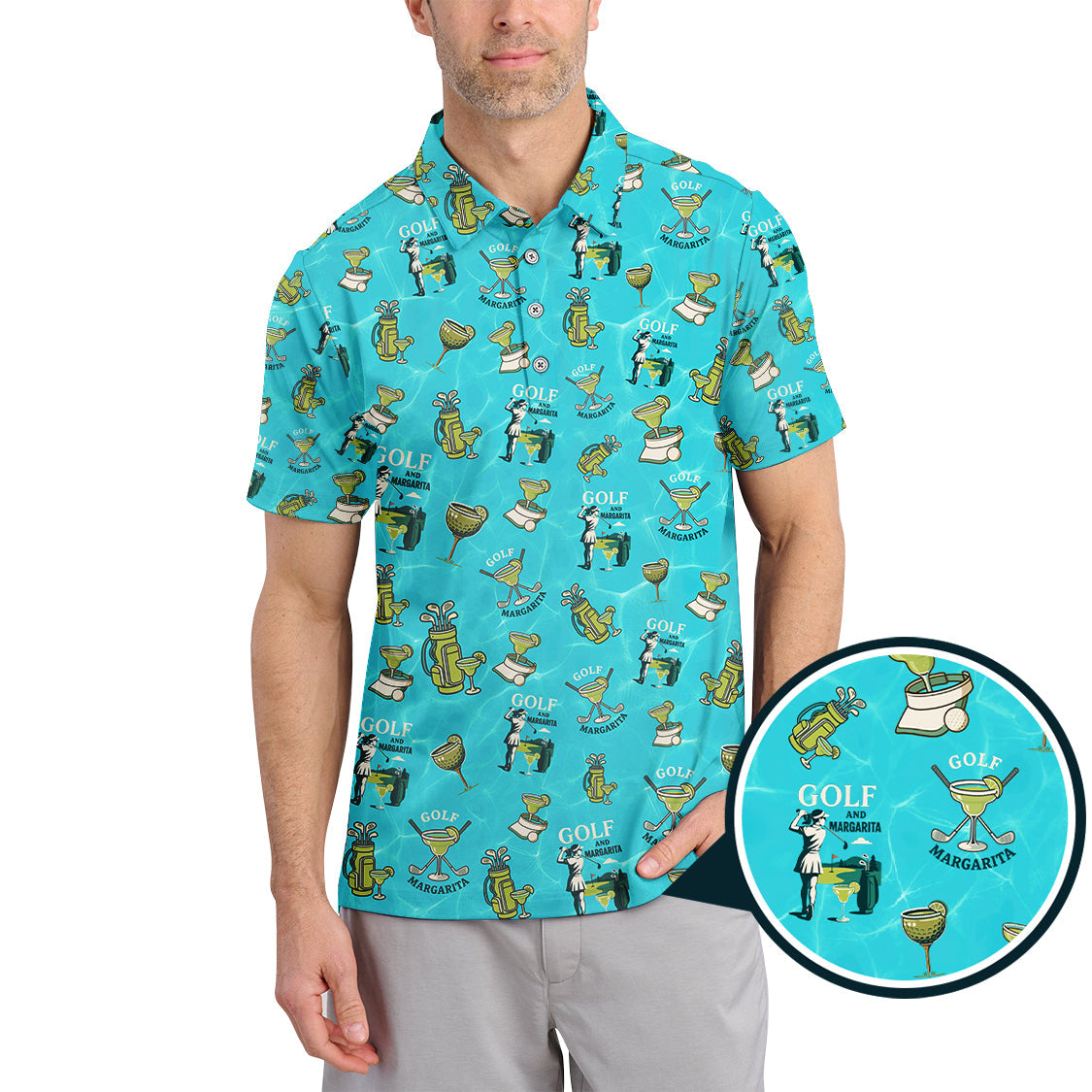 Golf And Margarita Pattern Shirts, Funny Cocktail Golf Polos For Women, Ladies Golf Shirt