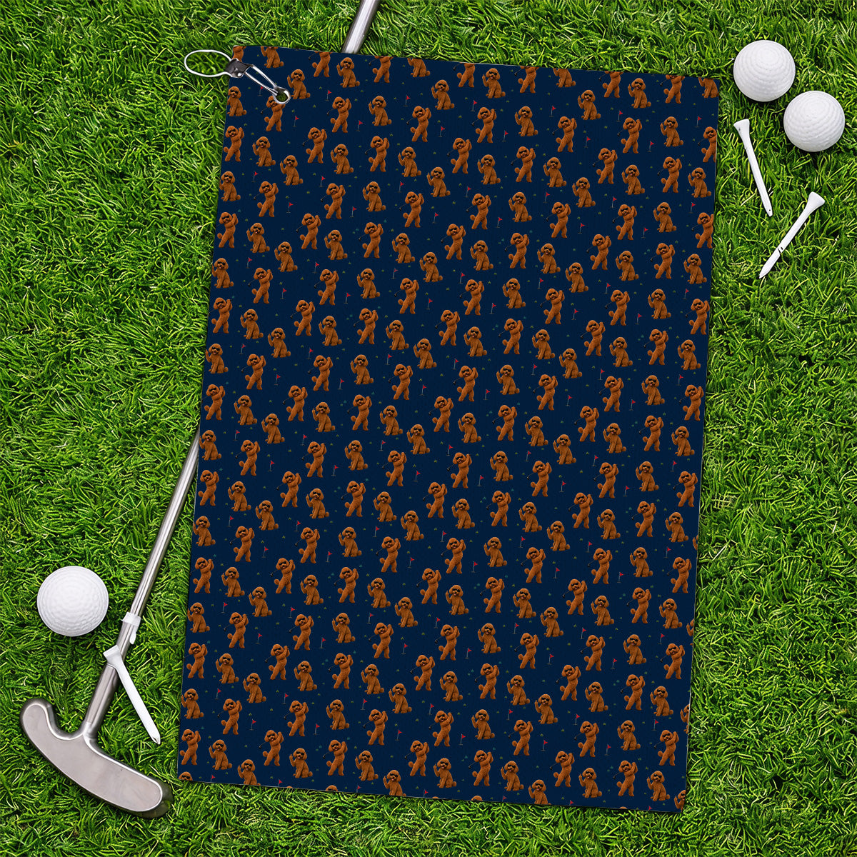 Funny Poodle Pattern Golf Towel, Cool Poodle Dog Golf Towels, Perfect Golf Gift For Golfer