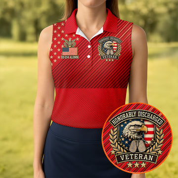 Veterans Day USA Eagle Emblem Polo Shirt, Golf Shirts For Women, Womens Golf Tops