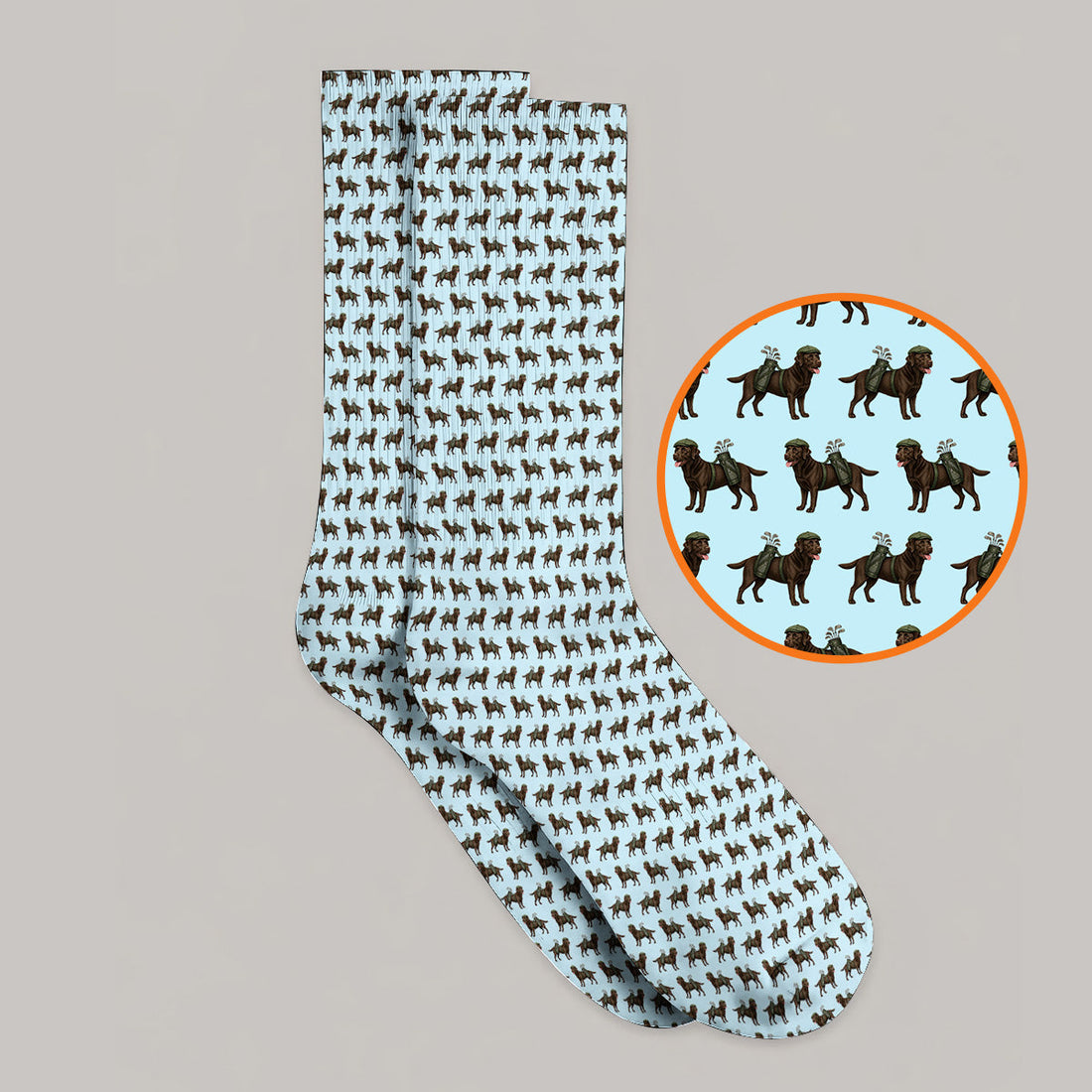 Chocolate Labrador Golf Crew Socks, Funny Dog Golf Socks, Labrador Lover Gift